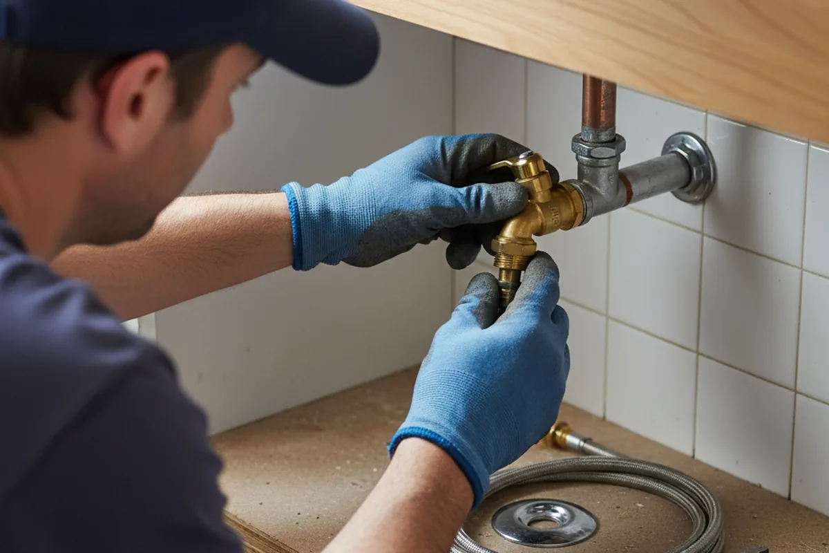 Shutoff valve and fitting work during Burst Pipe Repair in Salisbury